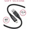 Swissten minkštas silikoninis duomenų kabelis USB / Lightning 1,5 m / 60 W
