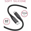 Swissten minkštas silikoninis 60 W duomenų kabelis USB-C – USB-C 1,5 m