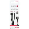 Swissten 3in1 Textile Data Cable 1,2m