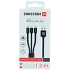 USB kabelis Swissten USB-A - USB-C + microUSB + Žaibas 1,2 m Juodas (72501101)