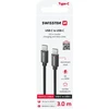 „Swissten Textile“ universalus greito įkrovimo 3.1 USB-C / USB-C duomenų ir įkrovimo laidas, 3 m, juodas