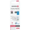 Įkroviklis Swissten Swissten Edge Travel Charger Edge GaN 2x USB-C PD 65W + 1x USB-A 18W QC baltas