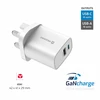 Įkroviklis Swissten EDGE GaN do gniazd UK 1x USB-A 1x USB-C 35 W (22045102)