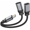 „Swissten“ tekstiliniai „Lightning“ garso įkrovimo adapteriai, 2 x „Lightning“, 0,12 m