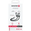 „Swissten“ tekstiliniai „Lightning“ garso įkrovimo adapteriai, 2 x „Lightning“, 0,12 m