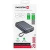 „Swissten“ išorinė baterija 20000 mAh su integruotais USB-C ir „Lightning“ laidais