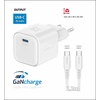 „Swissten“ kelioninis įkroviklis GaN USB-C 35 W PD + duomenų kabelis USB-C - USB-C 1,2 m
