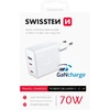 Įkroviklis Swissten Swissten GaN 2x USB C + USB 70 W Power Delivery Balta