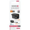 Įkroviklis Swissten SlideCHARGE GaN Adapteris sieciowy 1 USB-A 1 USB-C 30W