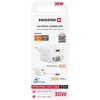 Įkroviklis Swissten SlideCHARGE maitinimo įkroviklis GaN 30W USB-A 18W su ištraukiamu USB-C laidu 0.75m baltas