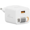 Įkroviklis Swissten SlideCHARGE maitinimo įkroviklis GaN 30W USB-A 18W su ištraukiamu USB-C laidu 0.75m baltas
