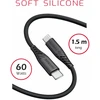 Swissten minkštas silikoninis 60 W duomenų kabelis USB-C – USB-C 1,5 m
