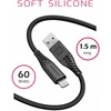 Swissten minkštas silikoninis duomenų kabelis USB / Lightning 1,5 m / 60 W