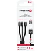 Swissten 3in1 Textile Data Cable 1,2m
