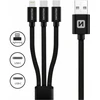 Swissten 3in1 Textile Data Cable 1,2m