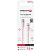 SWISSTEN TEXTILE II duomenų kabelis USB-C – žaibiškas 1,5 m rožinis