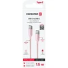 SWISSTEN TEXTILE II duomenų kabelis USB-C - USB-C 1,5 m rožinis