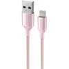 SWISSTEN TEXTILE II duomenų kabelis USB - Lightning 1,5m rožinis