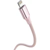 SWISSTEN TEXTILE II duomenų kabelis USB - Lightning 1,5m rožinis