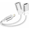 SWISSTEN TEXTILE Įkrovimo garso adapteris Lightning (M) - 2x Lightning (F) 0,12 m baltas