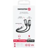 „Swissten“ tekstiliniai „Lightning“ garso įkrovimo adapteriai, 2 x „Lightning“, 0,12 m