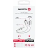 SWISSTEN TEXTILE Įkrovimo garso adapteris USB-C (M) - USB-C (F) - 3,5 mm lizdas, 0,12 m baltas