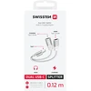 SWISSTEN TEXTILE Įkrovimo garso adapteris USB-C (M) - 2x USB-C (F) 0,12 m baltas