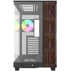 „Thermaltake View 380 XL WS ARGB“, bokšto tipo korpusas - medinis/juodas, 2 grūdinto stiklo plokštės, medinė konstrukcija