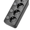 Viking tinklo praplėtimo lizdas YC53S, 5x AC 230V, 1x USB-A, 2x USB-C, ON/OFF mygtukas, ilgis 1,5 m, juodas