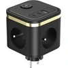 Viking adapter sieciowy Y33, 3x 230 V, 1x USB-A, 2x USB-C, przycisk ON/OFF, juoda