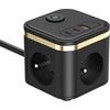 Viking maitinimo adapteris YC33, 3x 230 V, 1x USB-A, 2x USB-C, ON/OFF mygtukas, ilgis 1,4 m, juodas