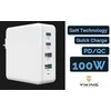Įkroviklis Viking kroviklis USB GaN 100W, podpora PD3.0 a QC4+ balta