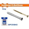 Wadfow dowel 6x40mm+screw 3.8x43mm, set of 30