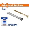 Wadfow dowel 8x80mm+screw 4.8x83mm, set of 10