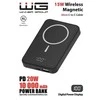 „Winner Group WG“ – išorinė baterija 10000 mAh, belaidė 15 W + PD 20 W + QC 3.0 22,5 W, juoda