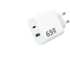 Winner Group WG - Síťová nabíječka GaN 2x USB 65W, 1x USB-C PD 65W + 1x USB-A QC3.0 18W, baltas