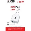 Winner Group WG - Síťová nabíječka 2x USB 38W, 1x USB-C PD 20W + 1x USB-A QC 3.0 18W, bílá