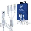 3MK Hyper Cable 3in1 USB-A/USB-C – USB-C/Micro/Lightning 1,5m baltos spalvos