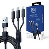 3MK Hyper Cable 3in1 USB-A/USB-C - USB-C/Micro/Lightning 1,5m juodos spalvos