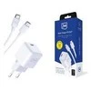 3mk Hyper Charger PD GaN 25W laidinis įkroviklis USB-C kabelis - baltos spalvos