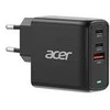 ACER Adapteris 67W PD GaN charger,USB-C,USB-A,EU plug,Juodas