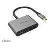 Akasa USB Typ C 2-In-1 Ekranas-Adapteris, 1x HDMI und 1x VGA - sidabrinis