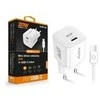 ALIGATOR išmanusis tinklo mini įkroviklis PD 20W, 1x USB-C, USB-C/USB-C laidas, baltas