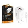 ALIGATOR išmanusis tinklo įkroviklis GaN, PD 33W, USB-A + USB-C, kabelis USB-C/USB-C, baltas