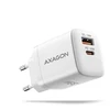 AXAGON ACU-PQ33W, GaN nabíječka do sítě 33W, USB-A + USB-C, PD3.0/PPS/QC4+/SFC2.0/Apple, bílá