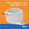 Club 3D USB-C į USB-C kabelis 2M, magnetinis, baltas