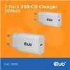 Club 3D Mobiliųjų įkroviklių komplektas USB-C 30W baltas CAC-3020 CLUB3D