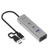 I-tec universalus įkrovimo metalinis HUB 2x USB-C + 2x USB-A prievadas, PD 85W