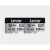Atminties kortelė Lexar Micro SDXC Professional Sidabrinis Plus UHS-I/U3/A2/4K R205/W150 (V30) 128GB – 2 vnt. pakuotėje