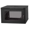LEXI-Net 19" sieninė spinta Basic 6U 520x450, stiklinės durelės, be nugarėlės, išlankstoma, juoda